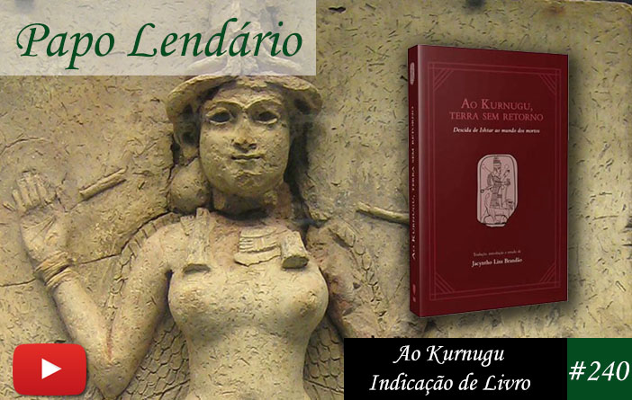 Vitrine do episódio. Uma foto de uma estátua de Ishtar da qual ela está de frente com braços levantados. Em primeiro plano a cada do livro Ao Kurnugu.